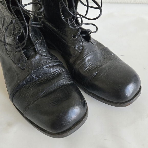 CYDWOQ Iota Black Crackled Leather Lace Up Boots Size 38 or US 8 - Picture 7 of 16